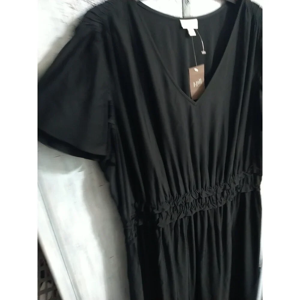 J. Jill Maxi V-neck Ruffled Sleeve Dress Black Nwt 3x Boho Feminine - Picture 6 of 13